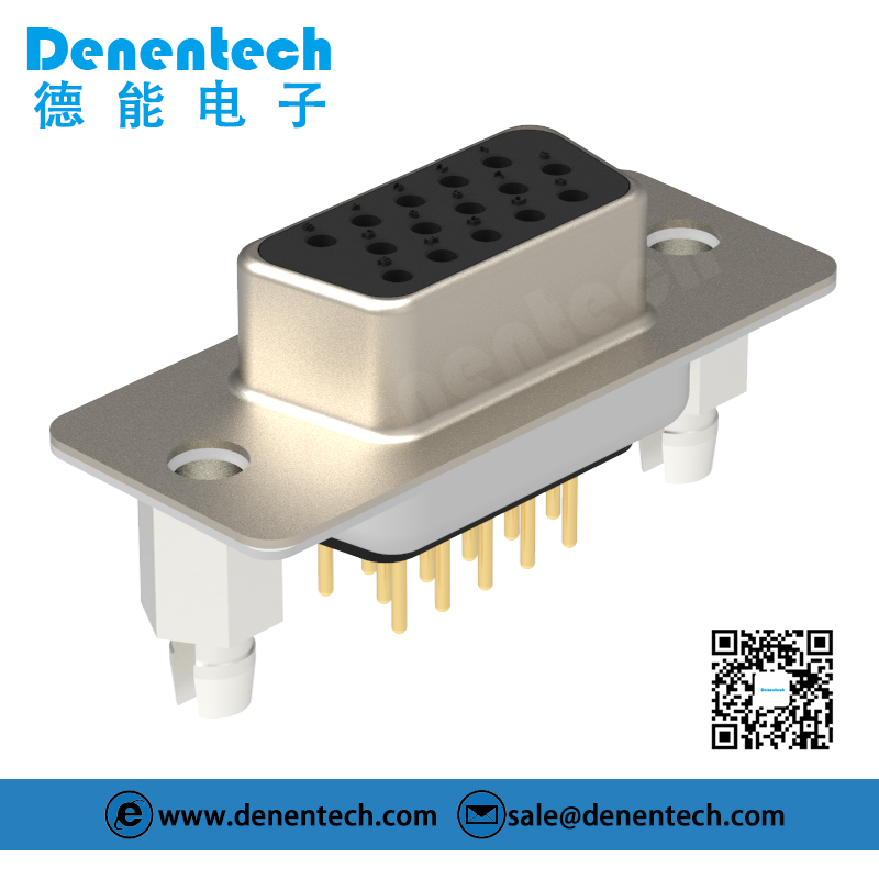 Denentech Conventional D-Sub High Density DR 15P female straight DIP d-sub 15 pin connector